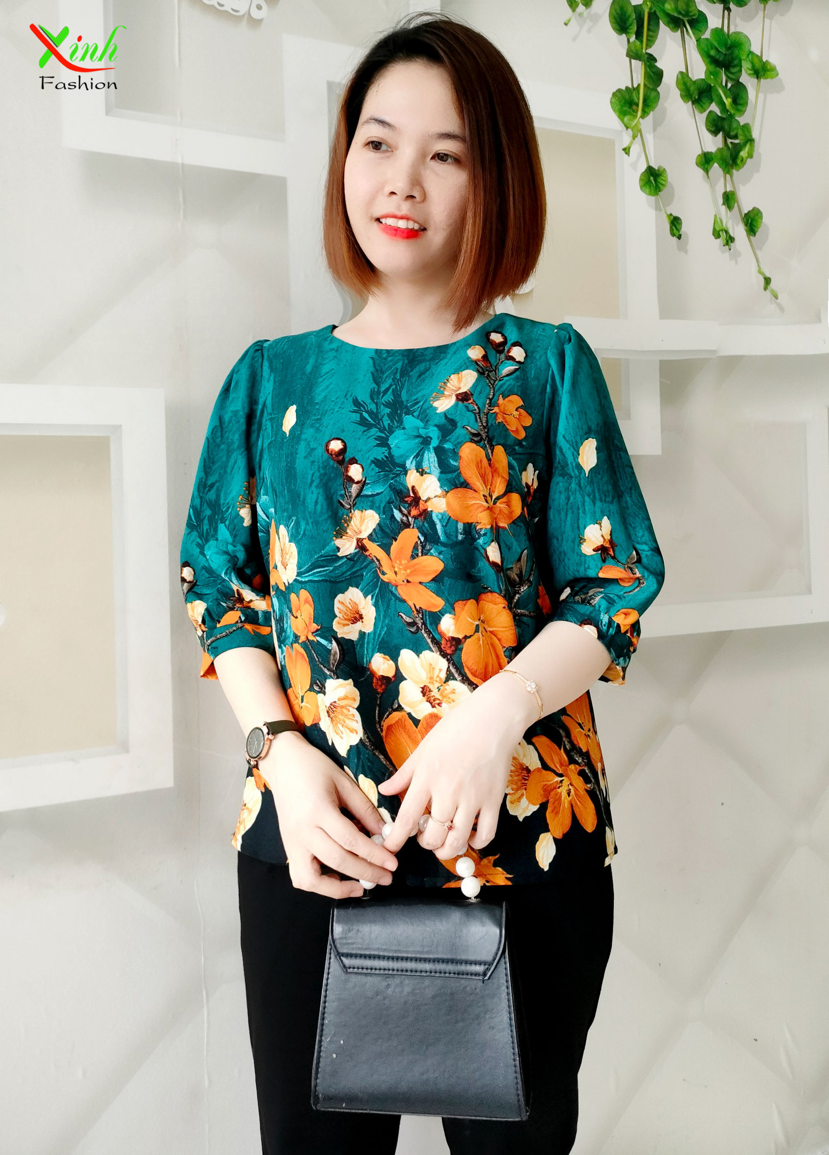 Áo Lụa Mango Cao Cấp Họa Tiết Hoa In 3D Sang Trọng