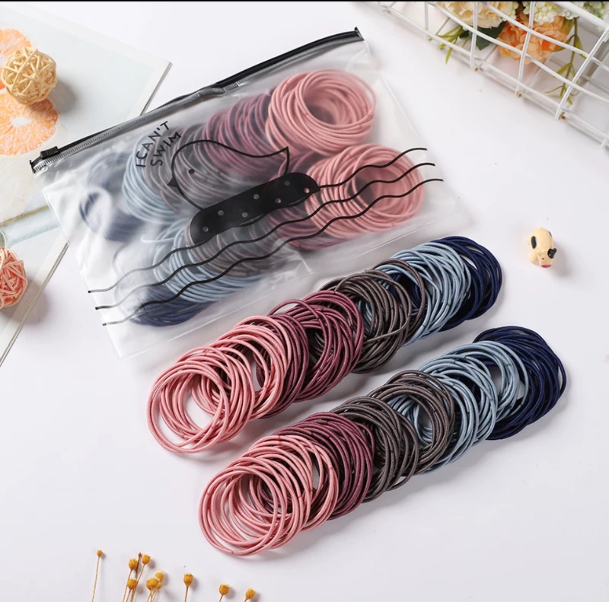 Set 100 chun buộc tóc trơn nhiều màu