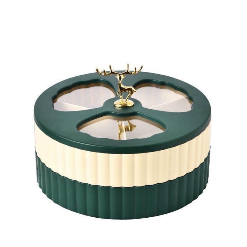 Khay Đựng Mứt 3 Ngăn, 2 Tầng Hình Huơu