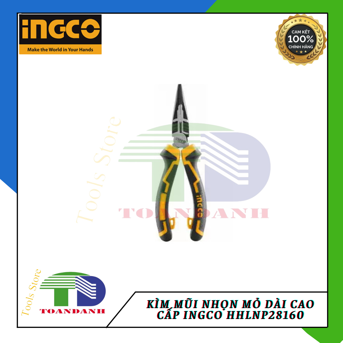 Kềm mũi nhọn mỏ dài cao cấp hhlnp28160 ingco