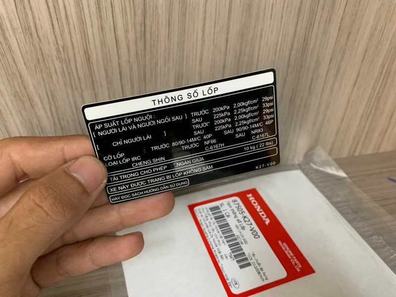 Tem thông số lốp ab 125 zin