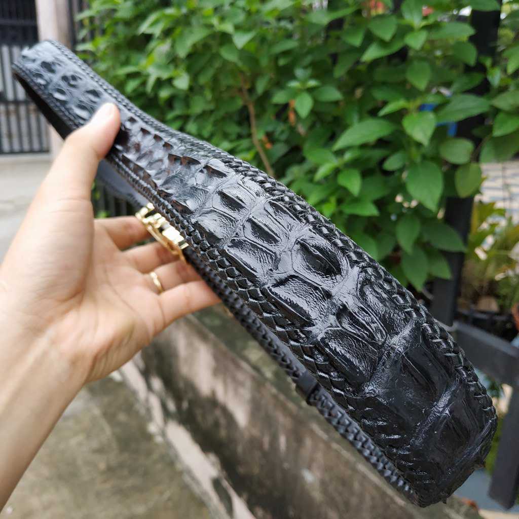 [FREE SHIP] Thắt Lưng Cá Sấu Liền Nguyên Tấm Lưng [ĐAN VIỀN THỦ CÔNG 100% RẤT BỀN]