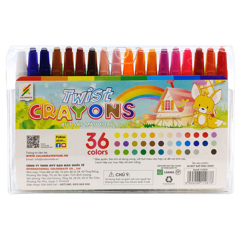 Bộ Bút Sáp Vặn - Colormate 112878 (36 Màu)