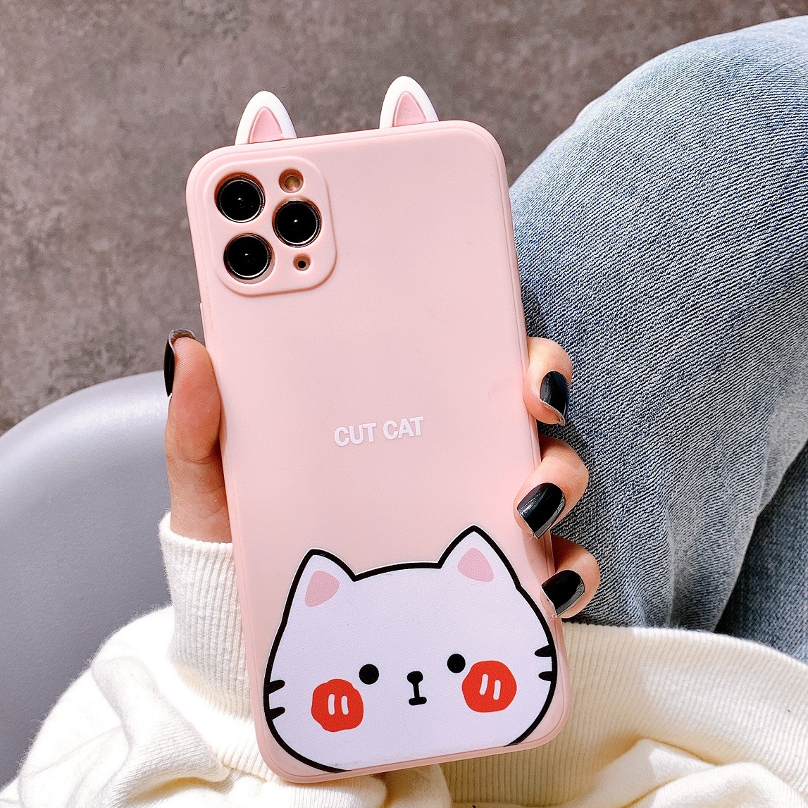 Ốp Lưng Silicon Bảo Vệ CAMERA Hình Nổi Bear x Cat x Frog