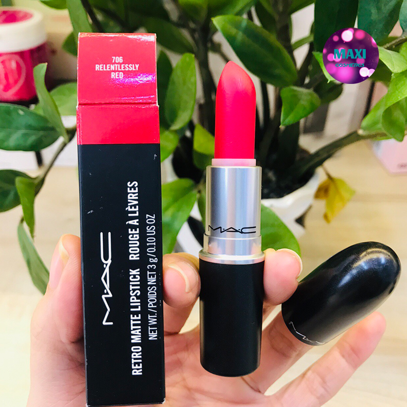 Son Lì Mac Màu 706 Relentlessly Red - Đỏ Hồng San Hô