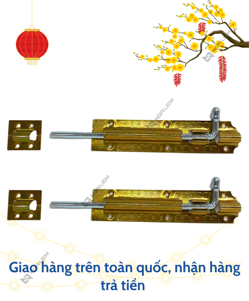 Chốt Cửa Đứng, Ngang Mạ Vàng Song Sư - Two Lions