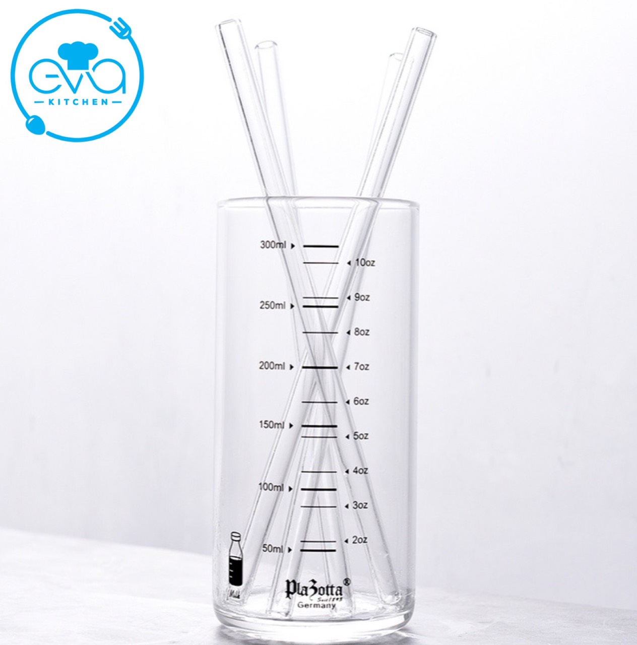 Ống Hút Thuỷ Tinh Trắng Trong Suốt Dáng Cong Glass Drinking Straws 18 Cm M3503