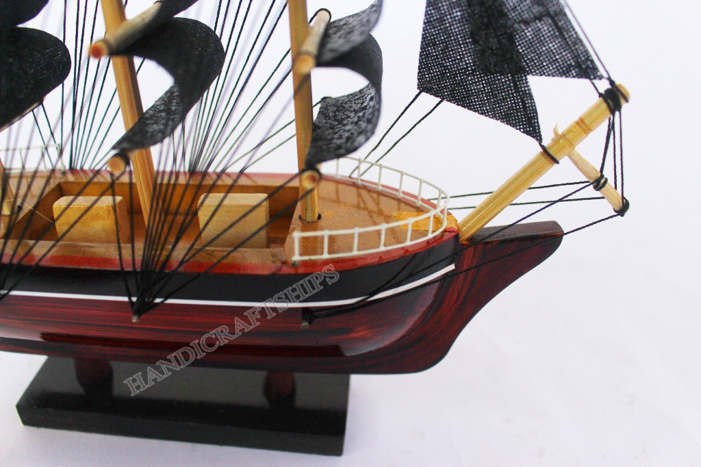 Combo 2 thuyền gỗ trang trí PHONG THỦY màu đen & trắng (Dài: 20cm)