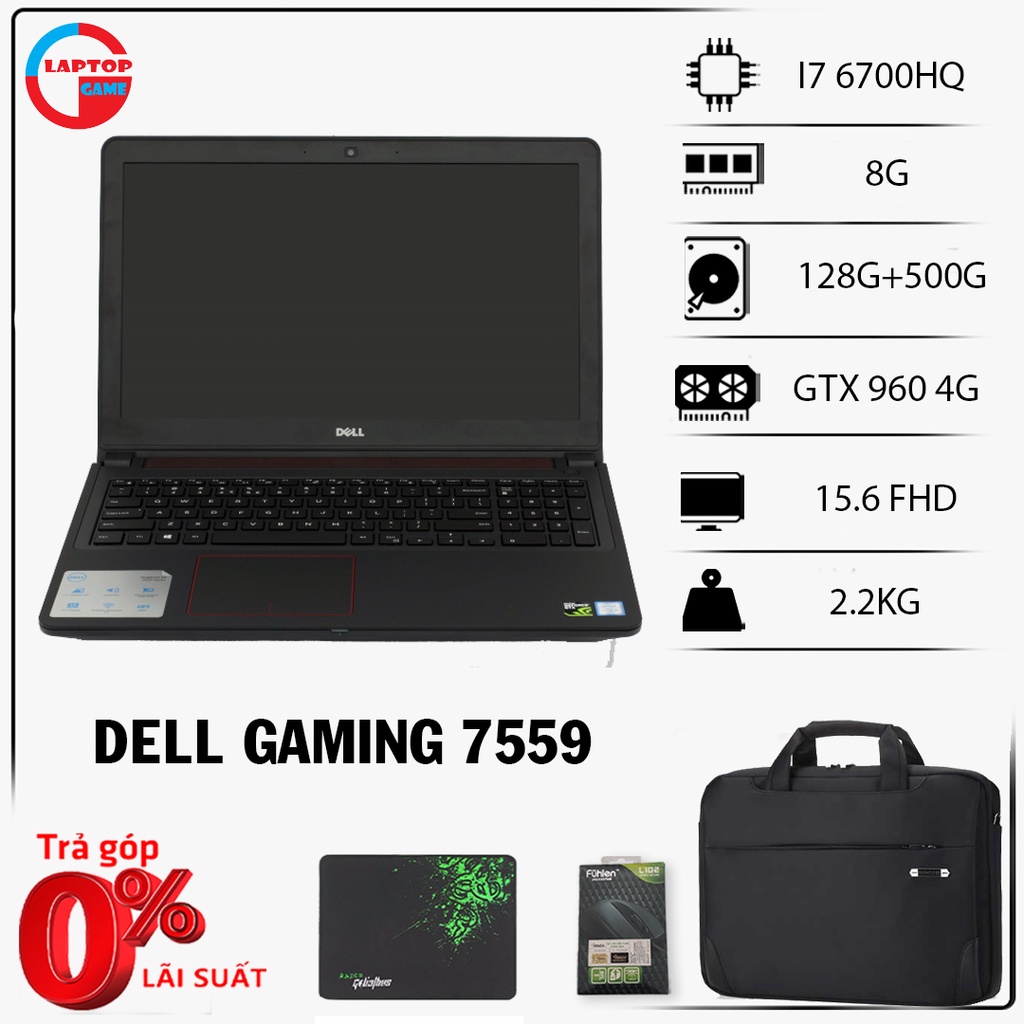 Laptop gaming dell N7559 core i7 6700hq,vga gtx 960 4g, laptop cũ chơi game đồ họa