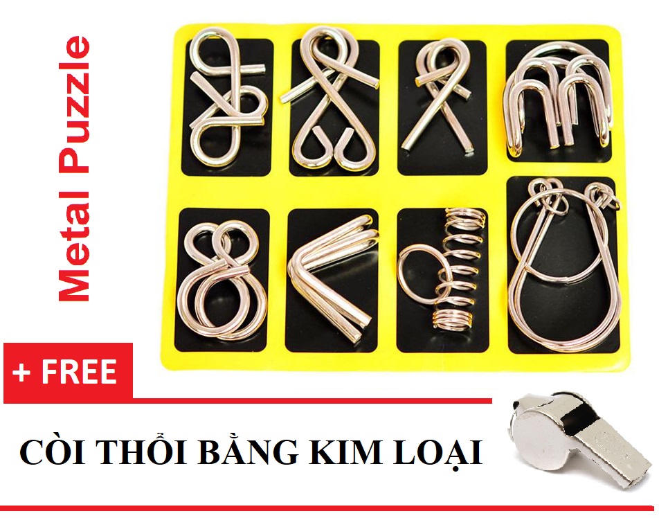 ⚡⚡ [HÀNG CÓ SẴN] [Bộ 8 món VÀNG] Trò chơi TRÍ TUỆ NHẬT BẢN tháo lắp vòng sắt - TẶNG 1 CÒI THỔI KIM LOẠI - SINKA