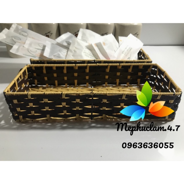 Khay nhựa giả mây 10x25x5cm