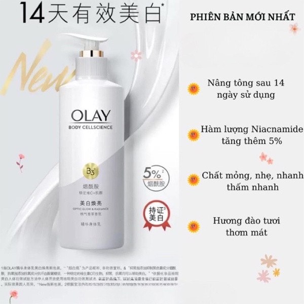 Sữa tắm- dưỡng thể trắng da Olay B3 retinon VC++