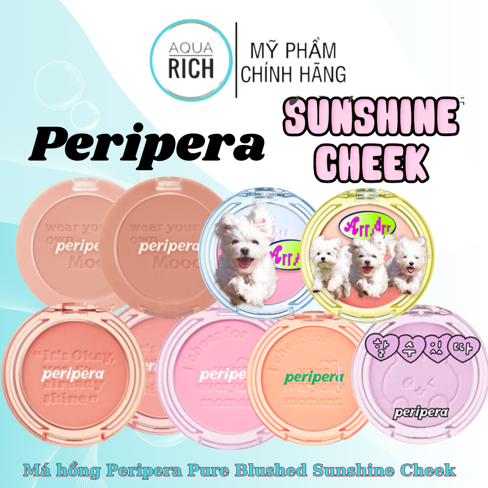 Phấn Má Hồng Peripera Pure Blushed Sunshine Cheek Đủ Màu [Calm Pink - Milktea Coral - Rosy Brown - Enjoy Coral]