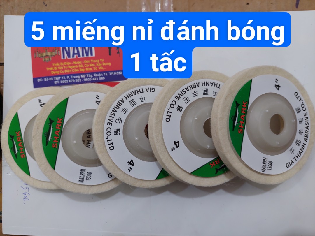 combo 5 miếng nỉ đánh bóng Inox phi 100 hiệu con cá, nỉ đánh bóng sắt , kẽm, inox - Cửa Hàng Nam