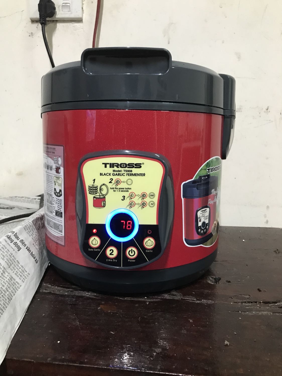 Máy làm tỏi đen gia đình Tiross TS908 (Thêm nút sây khô 2 giờ) (Đỏ)