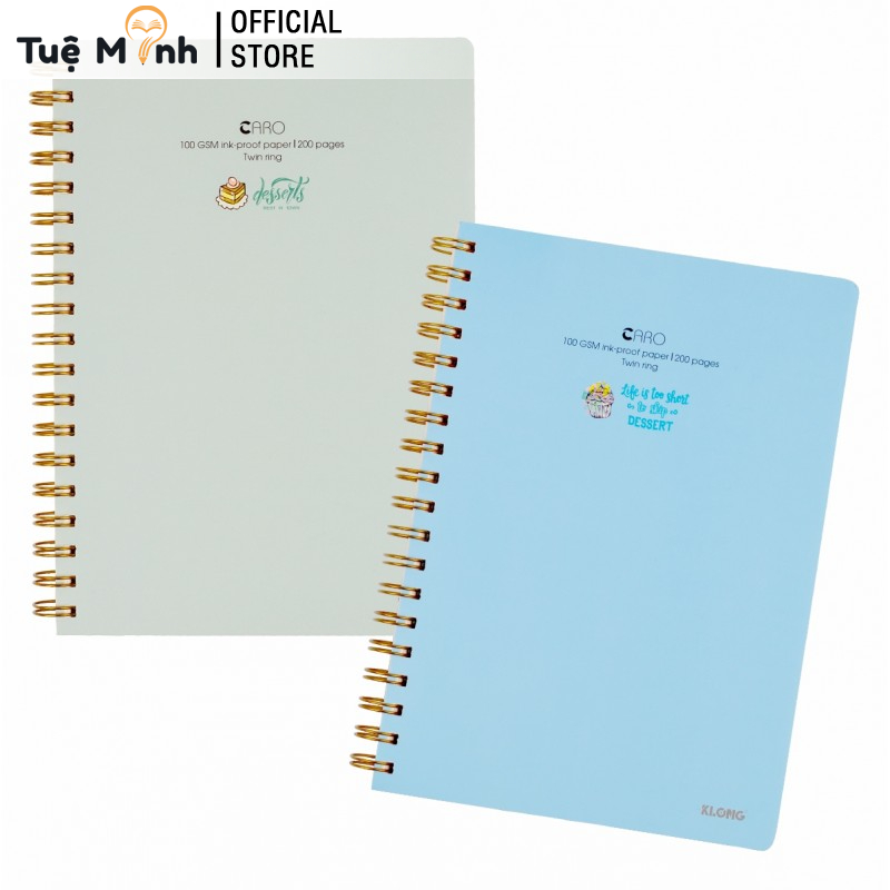 Vở Klong B5 200 Trang Caro Lò Xo Kép Bìa Nhựa - Sổ Tập Vở Klong Ms 576 VPPKLONG- VPP Tuệ Minh