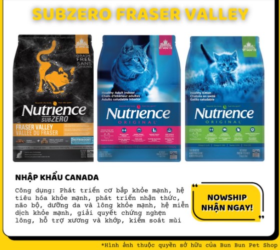 Hạt Nutrience Cho Mèo Subzero Fraser Valley, Original Kitten, Orignial Adult
