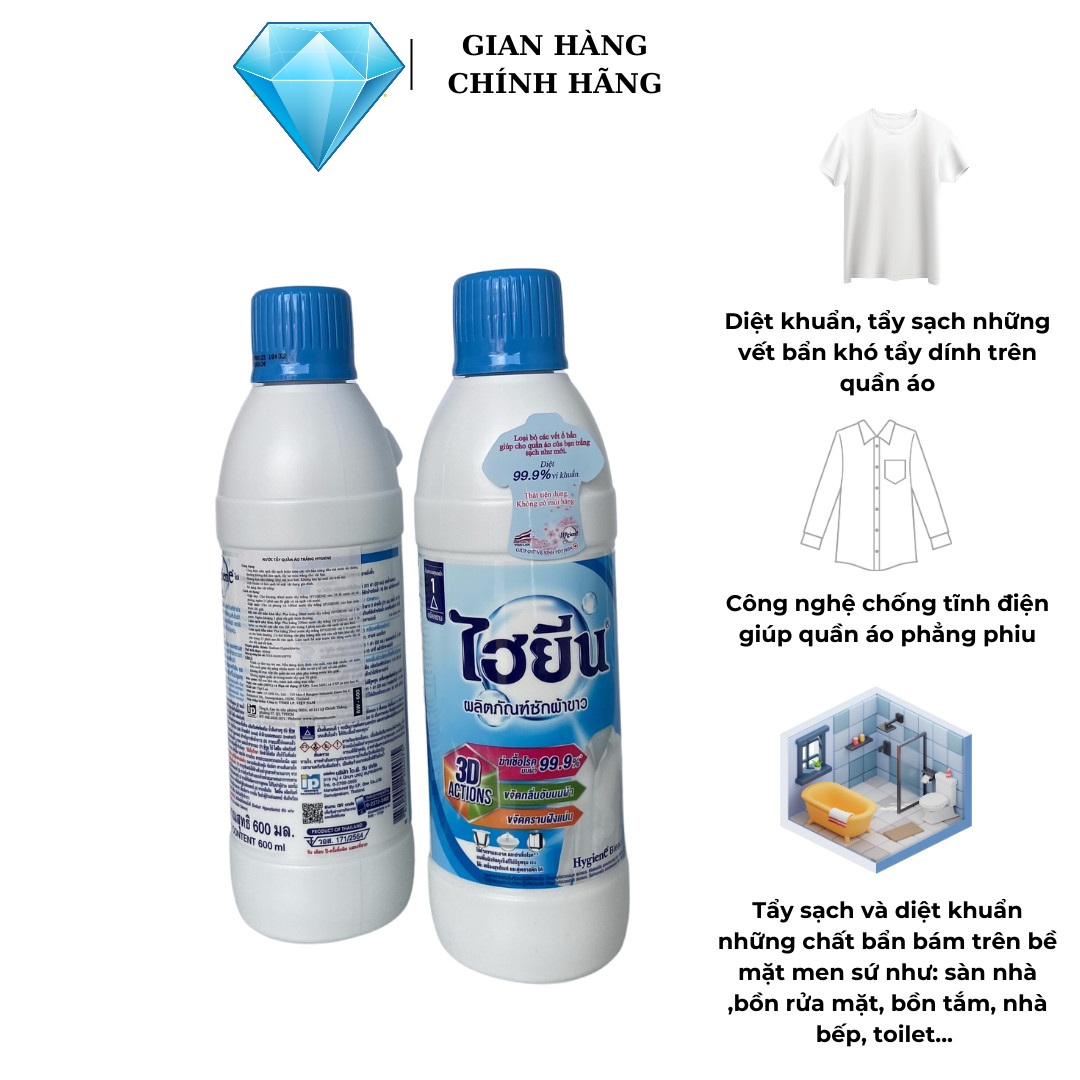 Nước tẩy quần áo trắng Hygiene