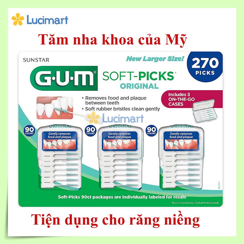 [HCM]Tăm nha khoa Gum Soft Picks Original (vỉ 3 gói x 90 cây) [Hàng Mỹ]
