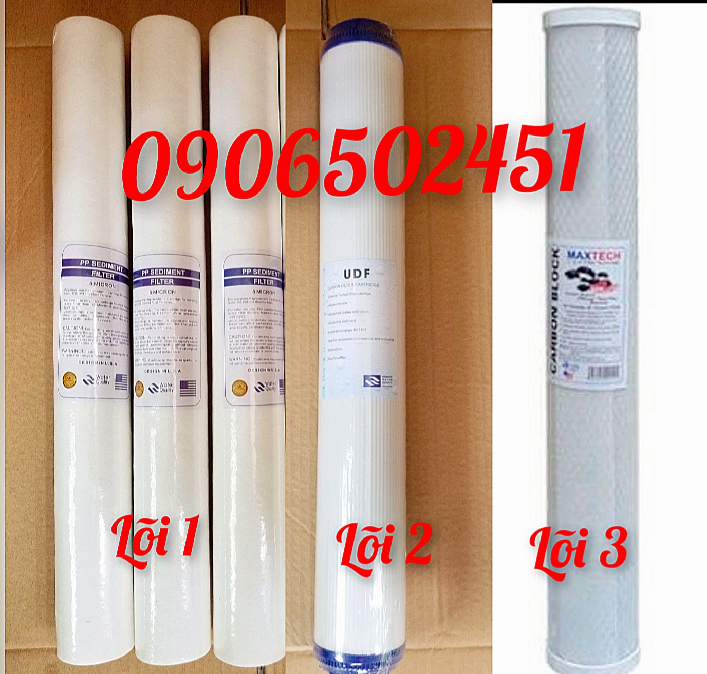 [HCM](ẢNH THỰC) Bộ sản phẩm ̀̀̀̀5 lõi lọc (gồm 3 lõi lọc số 1 & 1 lõi 2 & 1 lõi 3) 20inch