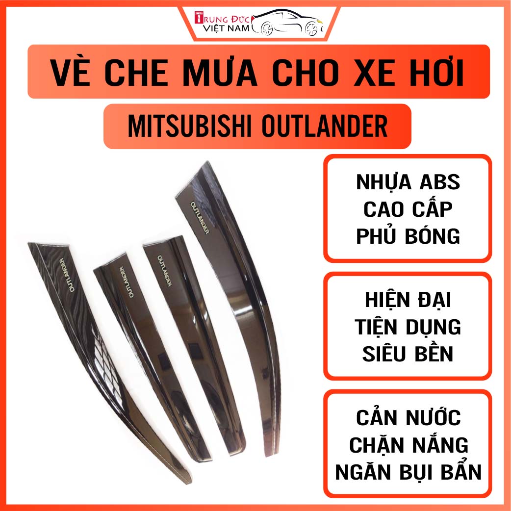 Bộ vè che mưa cho xe MITSUBISHI OUTLANDER, chất liệu nhựa ABS cao cấp