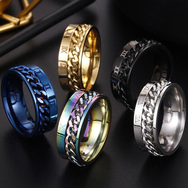 Freeship Nhẫn nam titanium khắc số la mã BHN79