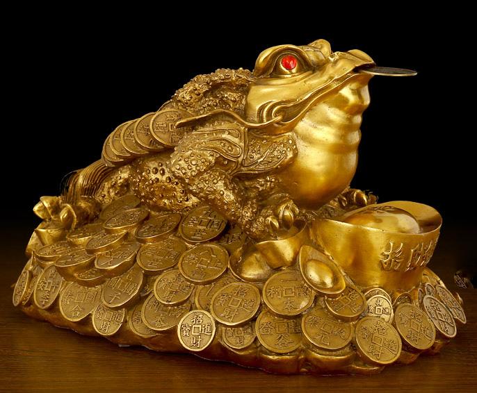 Tượng Thiềm thừ lớn - Chất liệu bằng đồng thau cao 13.5cm (Cóc ba chân linh vật phong thu