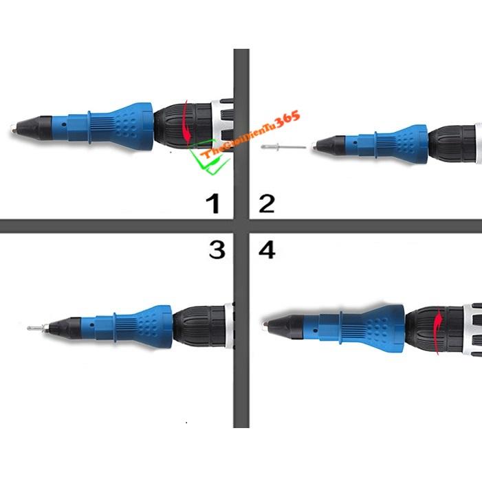 ĐẦU RÚT ĐINH TÁN RIVE GẮN MÁY KHOAN