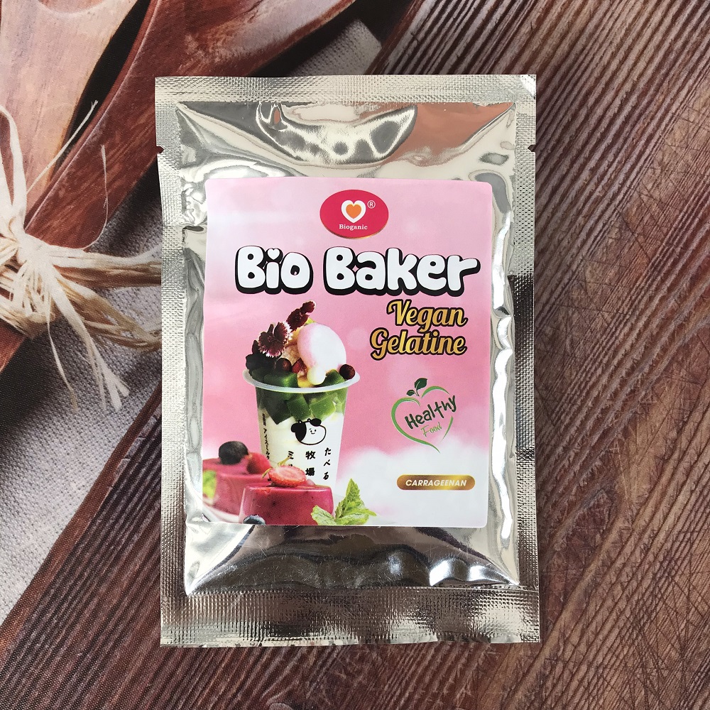 Gelatine Bio Baker/ Gelatin Lá, Gelatin Bột, Gelatin Chay Bio Baker sử dụng đa dạng cho các công thức bánh, kẹo, chè, đồ uống, v.v
