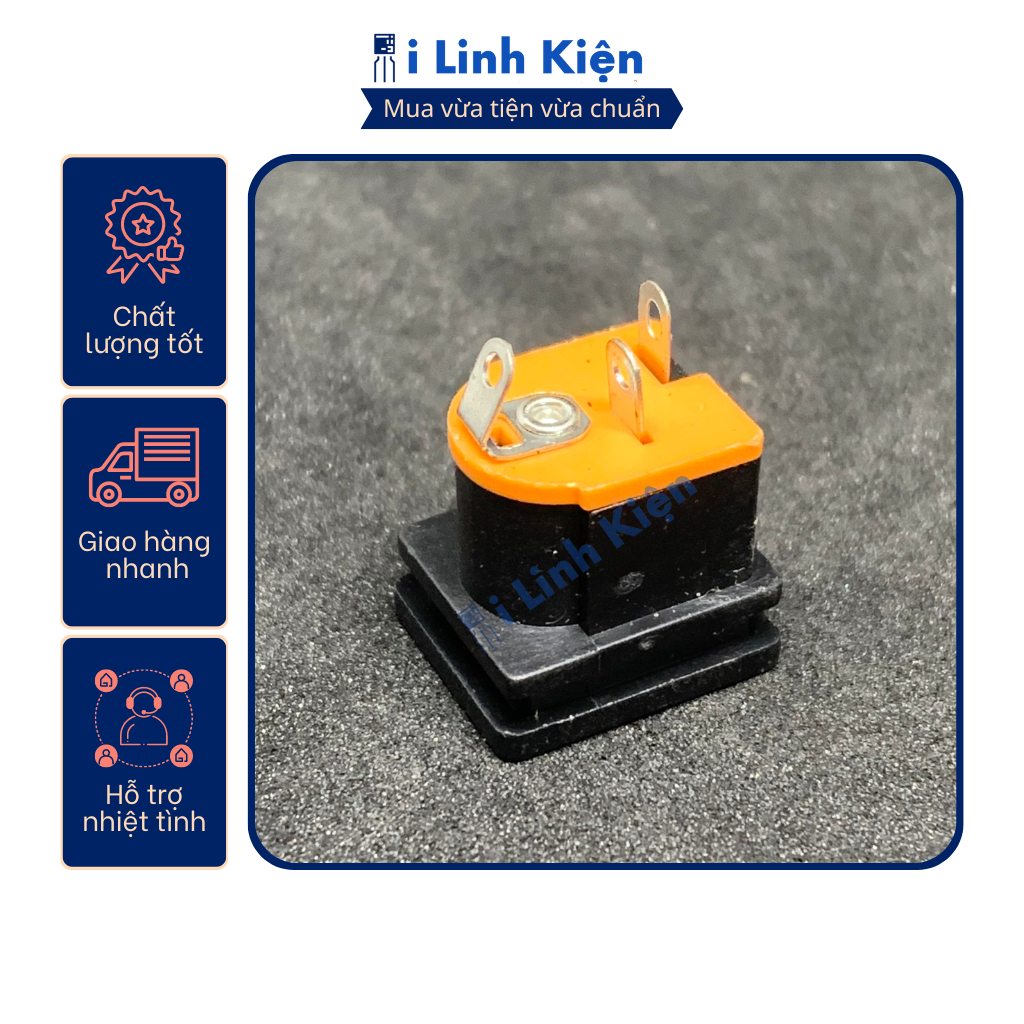 Jack nguồn DC cái 5.5x2.1mm vuông hàn dây DC015
