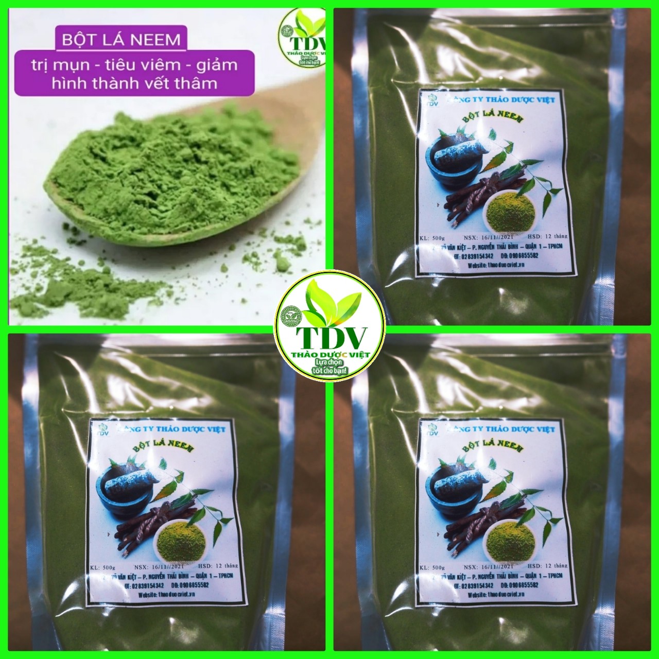 500g Bột Lá Neem Ấn Độ Sấy Lạnh