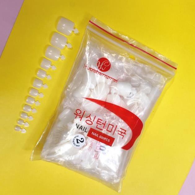 Móng úp chân HSM phom chuẩn - Túi 600 móng ốp giả đủ size