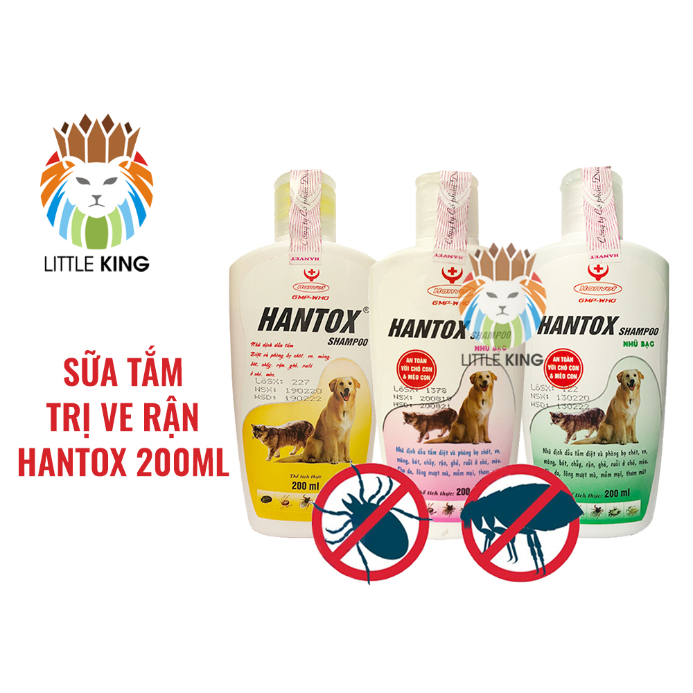 Sữa tắm cho chó mèo Hantox 200ml trị ve rận, bọ chét, ký sinh trùng
