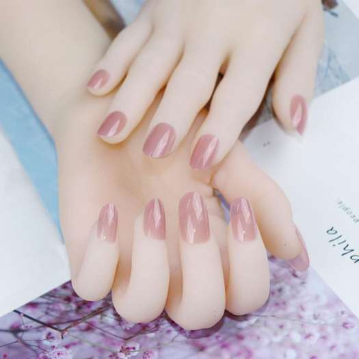 24 Cai Mong Tay Giả Mau Hồng Trong Suốt Thạch Mau Hồng Mong Tay Trum Kin đầu Tron Ngắn Arylic Nail Nghệ Thuật Mong Tay Giả Lời Khuyen Mong Giả Larocheposayshop Com