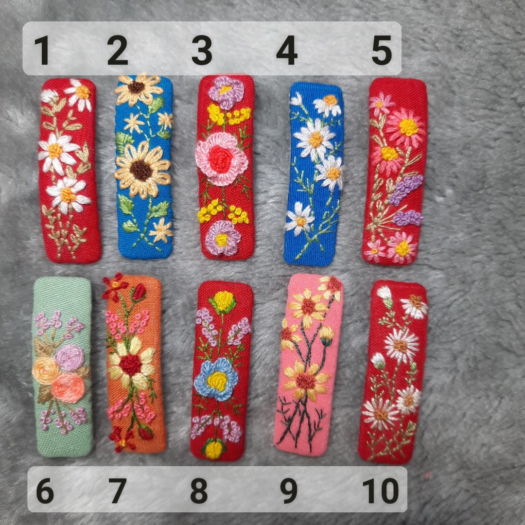 Kẹp Tóc ( Cặp Tóc bẻ ) Thêu Tay cao cấp 7cm Handmade