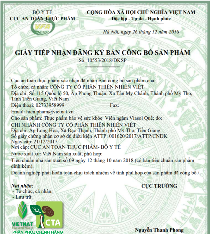VIÊN NGẬM VIASOL QUẾ (Hộp/100 Viên)