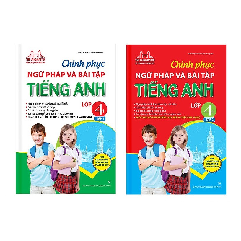 Sách - Chinh phục ngữ pháp và bài tập tiếng Anh lớp 4 tập 1 + tập 2