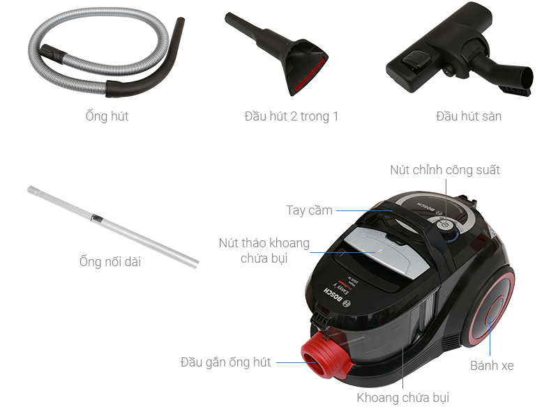 Máy Hút Bụi Bosch BGS2UPWER1 2500W, Bảo Hành 2 năm (Made in Poland)