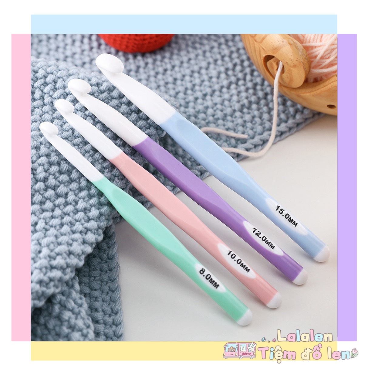 Kim Móc Len Cán Nhựa Màu Pastel (2.5-6.0mm)