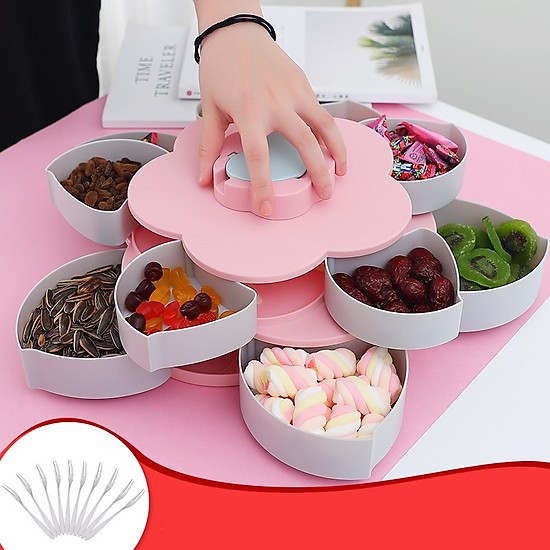 Khay đựng mứt tết 2 tầng có giá để điện thoại