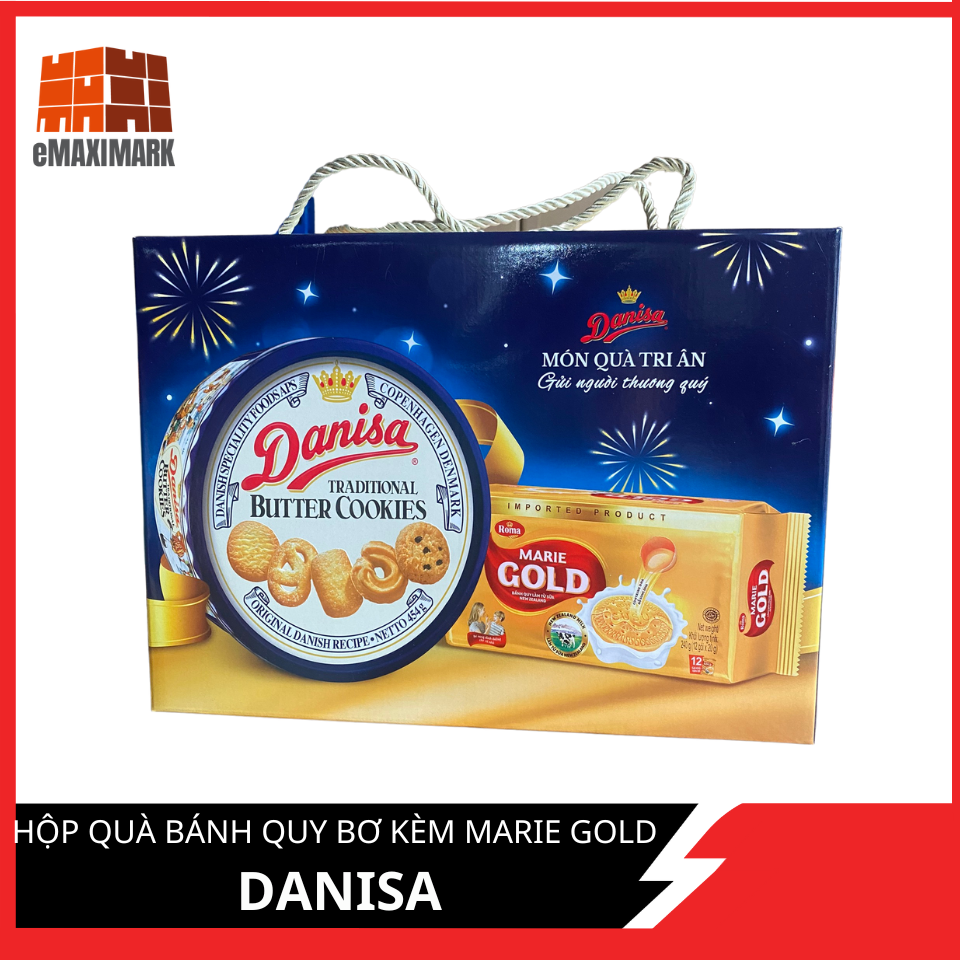 Hộp quà bánh quy bơ danisa 454g kèm marie gold 220g