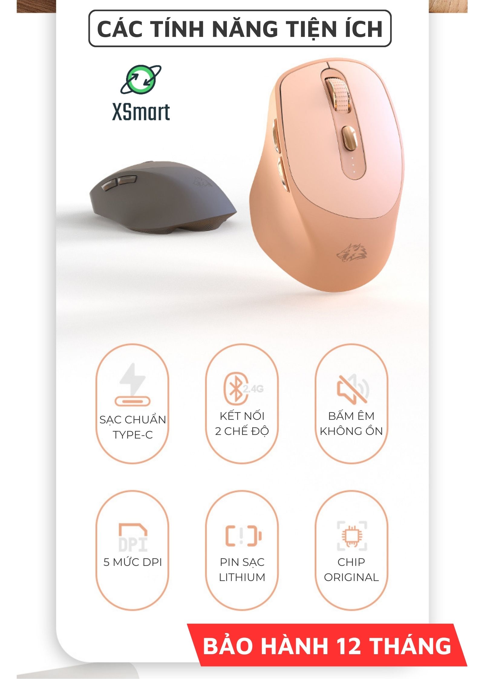 Chuột Máy Tính Bluetooth X7 Wireless Pin Sạc Kết Nối 2 Chế Độ Cho Mọi Thiết Bị Máy Tính, Laptop, ipad