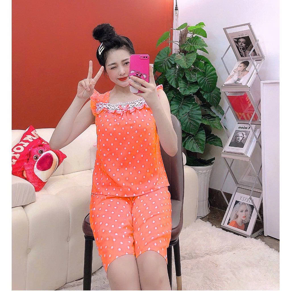 Bộ Lửng Chấm Bi Vải Lụa Hàn [Có 3 size M dưới 54 kg/ L: 55-62kg / XL 63-67 kg]- Đồ Bộ Lửng Nguyên Khánh Store