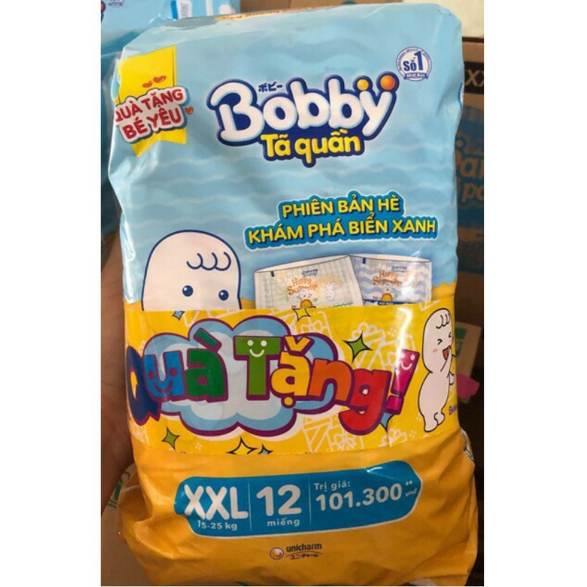 Tã quần Bobby M12/ L12/ XL12/ XXL12 ( Hàng KM)