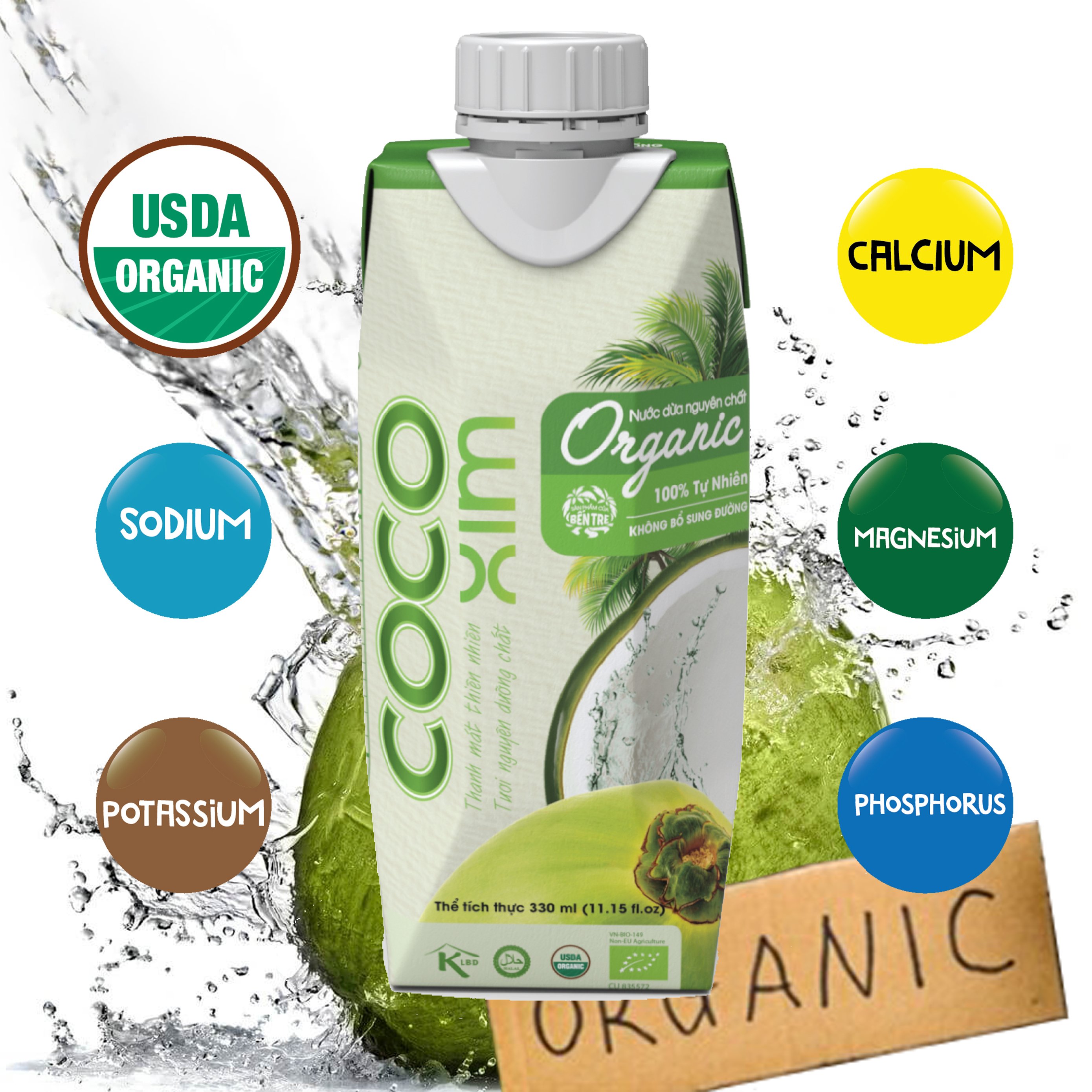 Nước dừa đóng hộp Organic 100- dừa tươi nguyên chất