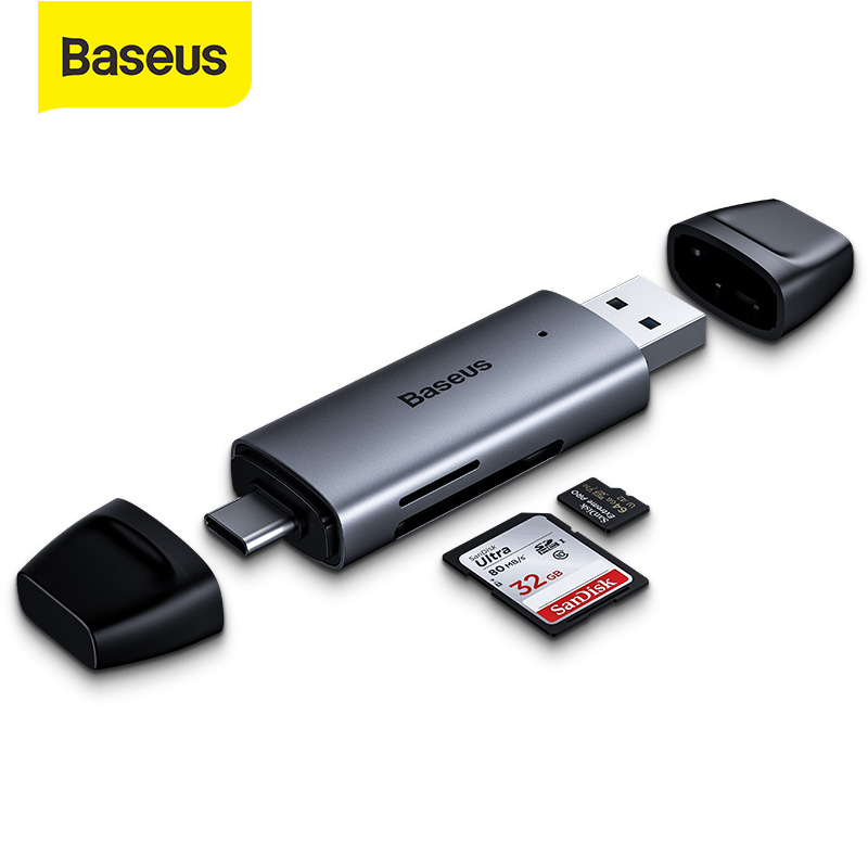 Đầu Đọc Thẻ Baseus 2in1 USB 3.0 SD TF 5Gbps Đầu Đọc Thẻ Nhớ Thông Minh Type-C Camera Phổ Thông Đầu Đọc Thẻ Máy Tính USB Đa Chức Năng Tốc Độ Cao Cho XiaoMI Redmi Samsung Huawei Oppo Vivo
