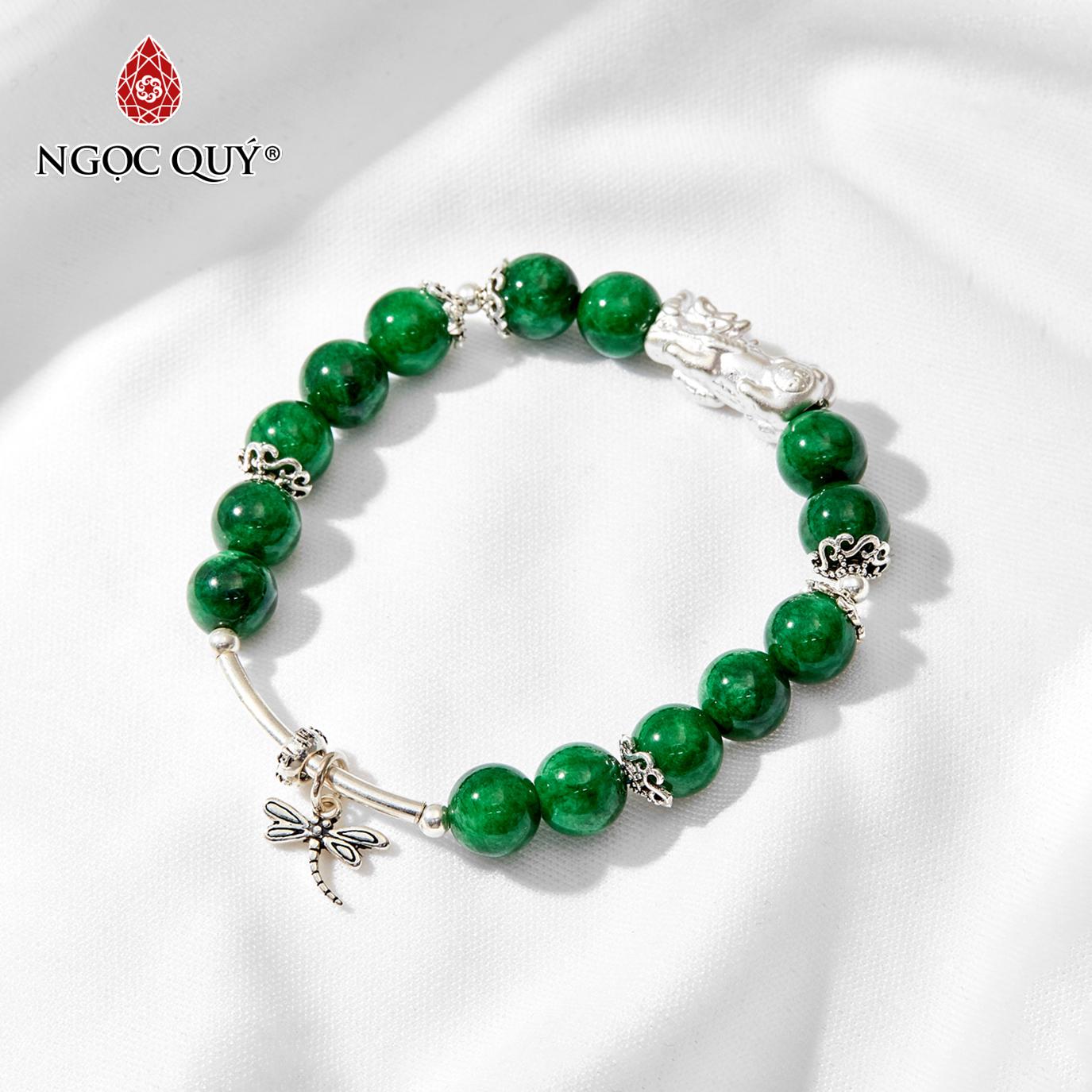 Vòng tay đá cẩm thạch phối charm tỳ hưu mệnh mộc hoả 8mm - ngọc quý gemstones