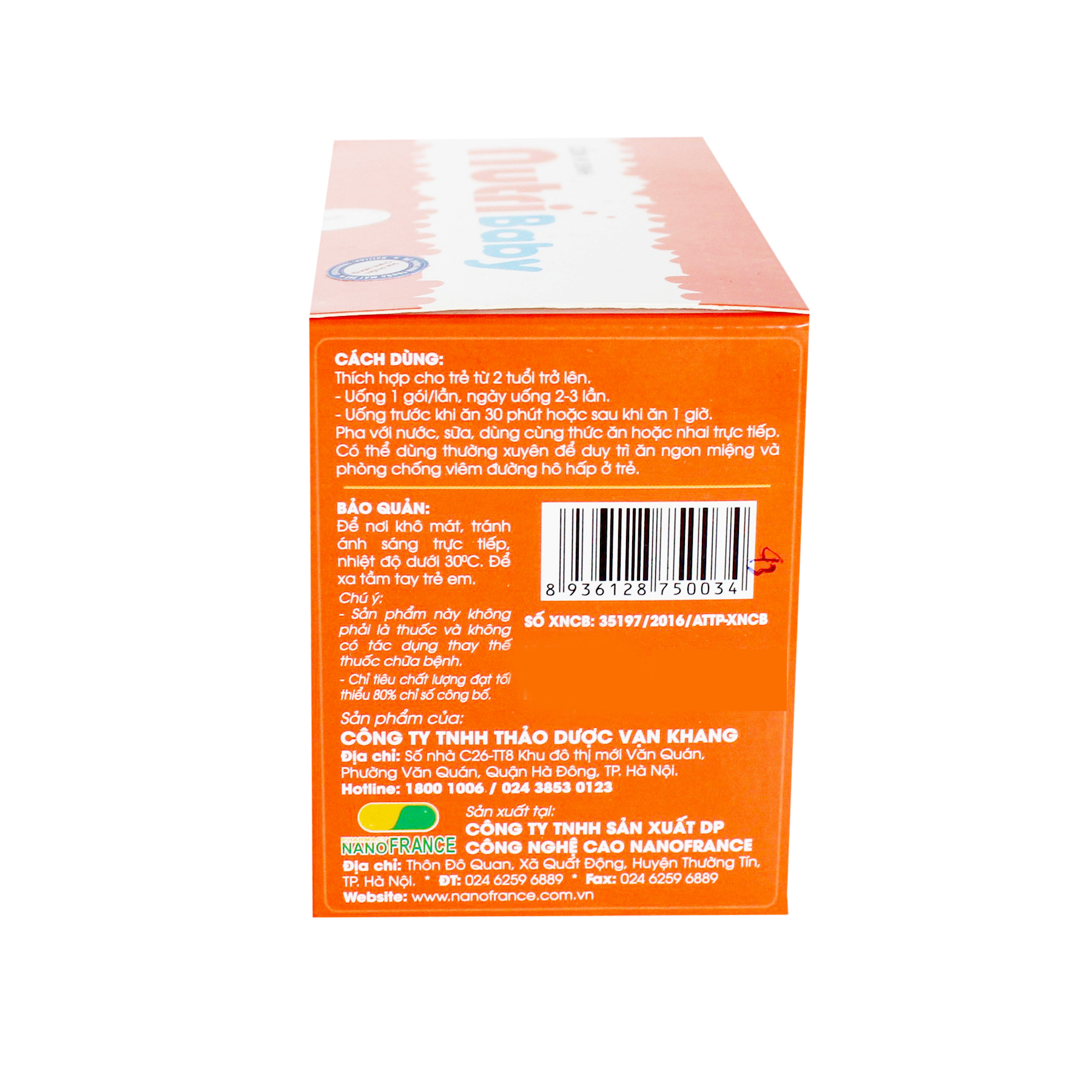 Cốm vi sinh nutri baby vị cam