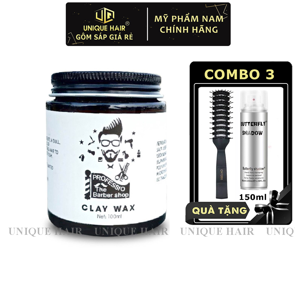 Sáp vuốt tóc nam clay wax baber 100g - new 2024 + quà tặng