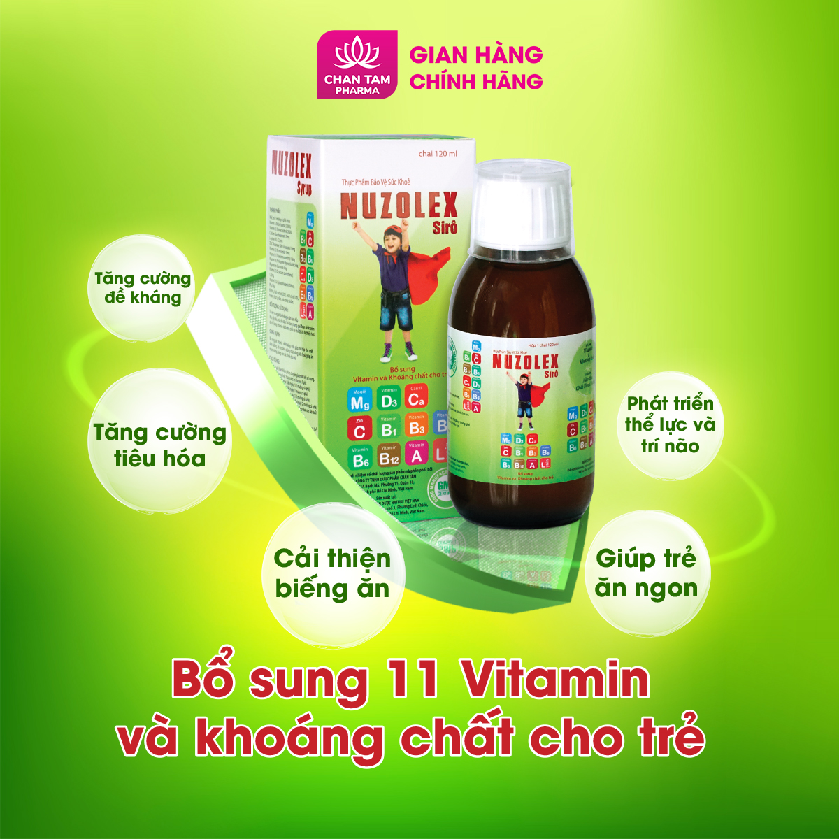 Siro cho bé ăn ngon, bổ sung vitamin khoáng chất, tăng sức đề kháng Nuzolex